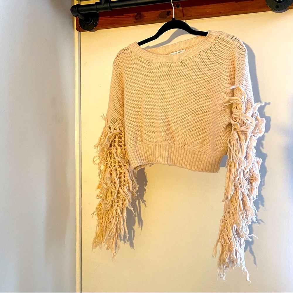 Blush Pink Sweater with fringe